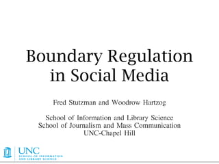 Boundary Regulation
  in Social Media
       	
        	
          	
                              	
 

       	
  	
                  	
                	
                	
 
   	
  	
              	
            	
                	
 
                                           	
 
 