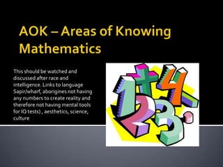 Aok Math Aok – areas of knowing mathematics | PPTX