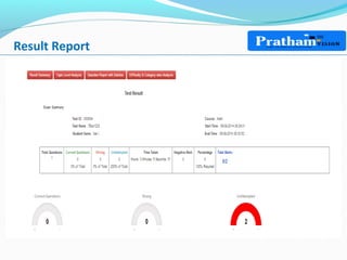 Result Report
• Clicking Start Test button open the main exam window.
 