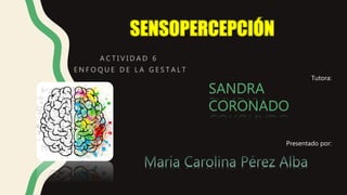 SENSOPERCEPCIÓN
Presentado por:
Tutora:
SANDRA
CORONADO
 