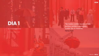 DIA 1
COMUNICAR
“Se todos estão avançando
juntos, então o sucesso
cuida de si mesmo.”
Henry Ford
 