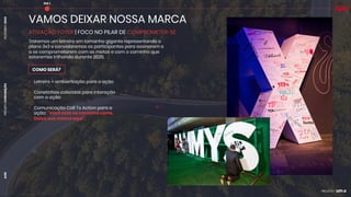 PROJETO
CONVENÇÃO
DEZEMBRO
2024
AON
ATIVAÇÃO FOYER | FOCO NO PILAR DE COMPROMETER-SE
VAMOS DEIXAR NOSSA MARCA
Traremos um letreiro em tamanho gigante representando o
plano 3x3 e convidaremos os participantes para assinarem e
a se comprometerem com as metas e com o caminho que
estaremos trilhando durante 2025.
COMO SERÁ?
• Letreiro + ambientação para a ação
• Canetinhas coloridas para interação
com a ação
• Comunicação Call To Action para a
ação: “Você está no caminho certo.
Deixe sua marca aqui”.
DIA 1
 