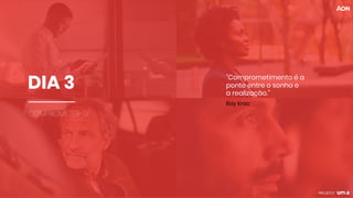 DIA 3
COMPROMETER-SE
"Comprometimento é a
ponte entre o sonho e
a realização.”
Ray Kroc
 