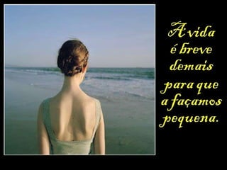 “ A vida  é breve  demais  para que  a façamos pequena.” 