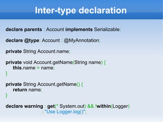 Motivation void  transfer ( Account fromAcc, Account toAcc, int amount, User user, Logger logger ) throws  Exception  { logger.info ( &quot;transferring money...&quot; ); if   (!  checkUserPermission ( user )){ logger.info ( &quot;User has no permission.&quot; ); throw   new  UnauthorizedUserException (); } if   ( fromAcc.getBalance () <  amount ) { logger.info ( &quot;Insufficient Funds, sorry&quot; ); throw   new  InsufficientFundsException (); } fromAcc.withdraw ( amount ); toAcc.deposit ( amount ); //get database connection //save transactions logger.info ( &quot;Successful transaction.&quot; ); } 