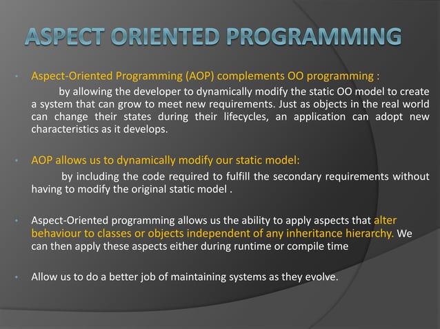 Aspect Oriented Programming | PPT