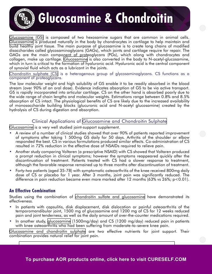 A O R Glucosamine Chondroitin