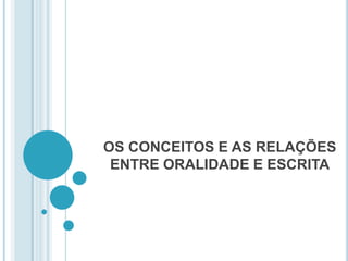 OS CONCEITOS E AS RELAÇÕES ENTRE ORALIDADE E ESCRITA