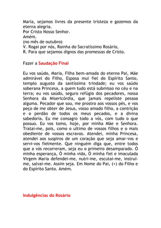 A oração do terço e do rosário