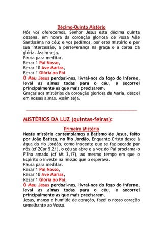 A oração do terço e do rosário