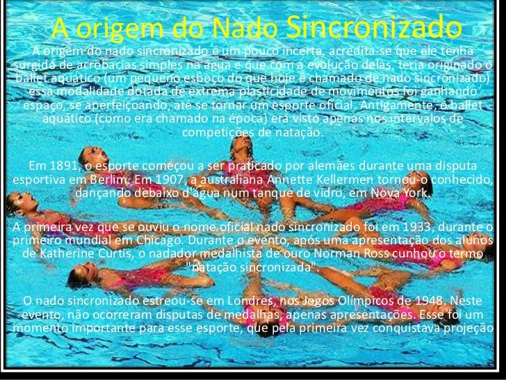 A origem do nado sincronizado