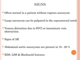Innominate Rupture Management Aortic aneurysm basic, types and management | PPT