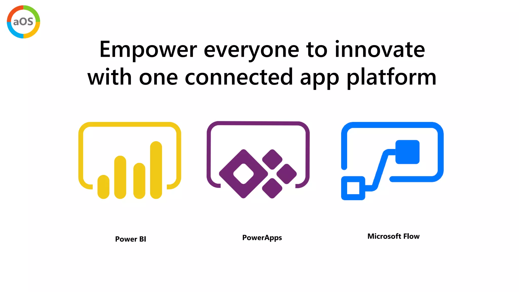 Empower everyone to innovate
with one connected app platform
PowerAppsPower BI Microsoft Flow
 