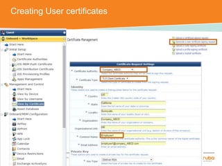 Creating User certificates 
CONFIDENTIAL © Copyright 2014. Aruba Networks, Inc. All rights reserved 
 