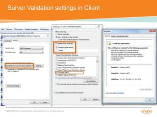 Server Validation settings in Client 
CONFIDENTIAL © Copyright 2014. Aruba Networks, Inc. All rights reserved 
 