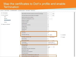 Map the certificates to Dot1x profile and enable 
Termination 
CONFIDENTIAL © Copyright 2014. Aruba Networks, Inc. All rights reserved 
 