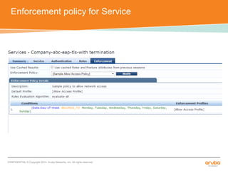 Enforcement policy for Service 
CONFIDENTIAL © Copyright 2014. Aruba Networks, Inc. All rights reserved 
 