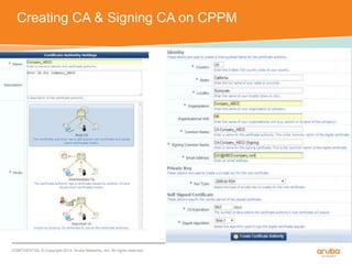 Creating CA & Signing CA on CPPM 
CONFIDENTIAL © Copyright 2014. Aruba Networks, Inc. All rights reserved 
 