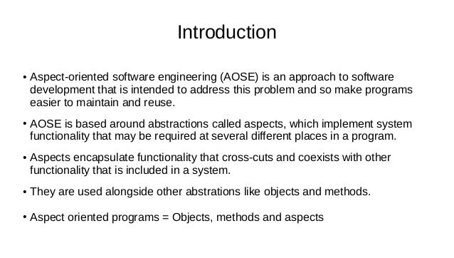 Aspect Oriented Software Engineering