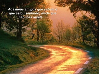 Aos meus amigos que sabem o que estou sentindo, ainda que não lhes revele…. 