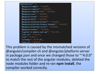 This problem is caused by the mismatched versions of
@angular/compiler-cli and @angular/platform-server
in package.json and once we changed those to "~4.0.0"
to match the rest of the angular modules, deleted the
node modules folder and re-ran npm install, the
compiler worked correctly.
 