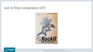 Copyright © 2017, Oracle and/or its affiliates. All rights reserved. |
Just in Time Compilation (JIT)
 