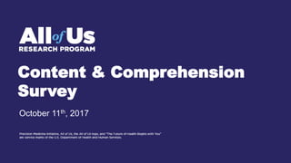 Content & Comprehension
Survey
October 11th, 2017
 
