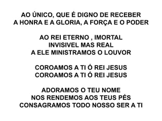 Bolo com topo de coroa Hino coroamos a ti o rei jesus