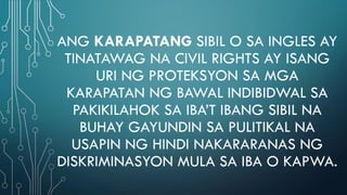 Civil Rights Tagalog Araling Panlipunan 10 Quarter 3 Lesson 3 | PDF