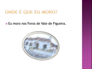  Eu moro nos Foros de Vale de Figueira.
 