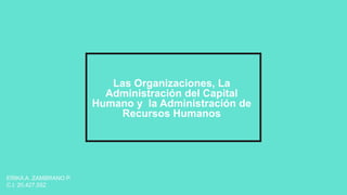 ERIKA A. ZAMBRANO P.
C.I: 20,427,552
Las Organizaciones, La
Administración del Capital
Humano y la Administración de
Recursos Humanos
 