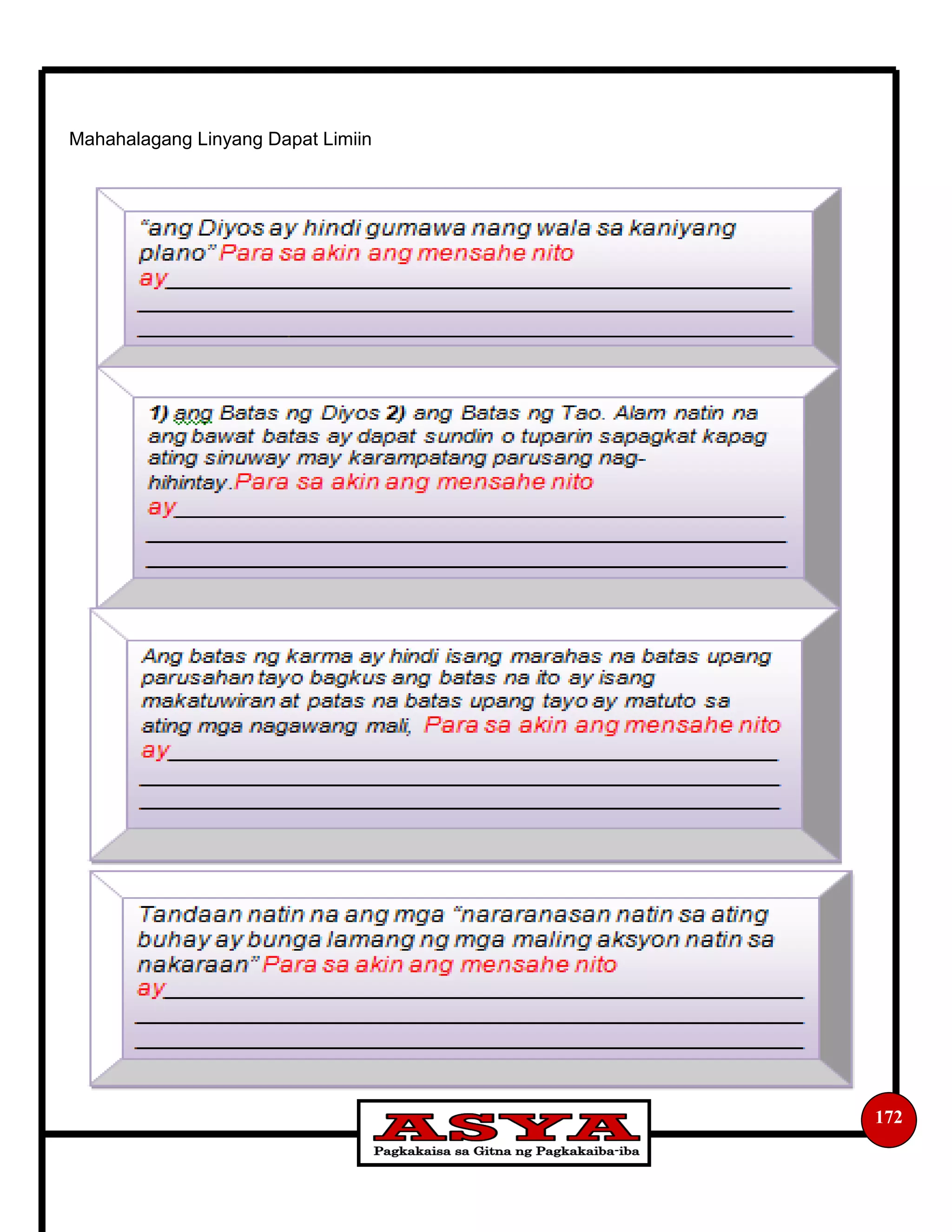 172
Mahahalagang Linyang Dapat Limiin
 