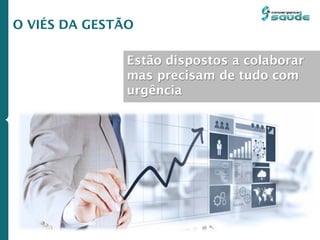 Estão dispostos a colaborar
mas precisam de tudo com
urgência
O VIÉS DA GESTÃO
 