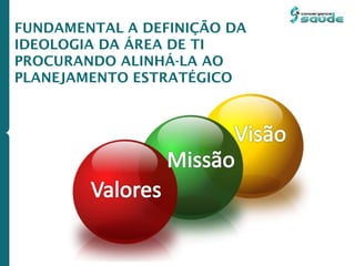 FUNDAMENTAL A DEFINIÇÃO DA
IDEOLOGIA DA ÁREA DE TI
PROCURANDO ALINHÁ-LA AO
PLANEJAMENTO ESTRATÉGICO
 