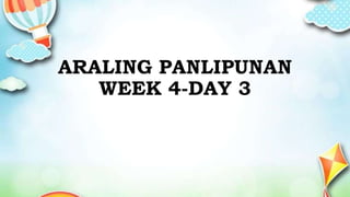 ARALING PANLIPUNAN
WEEK 4-DAY 3
 