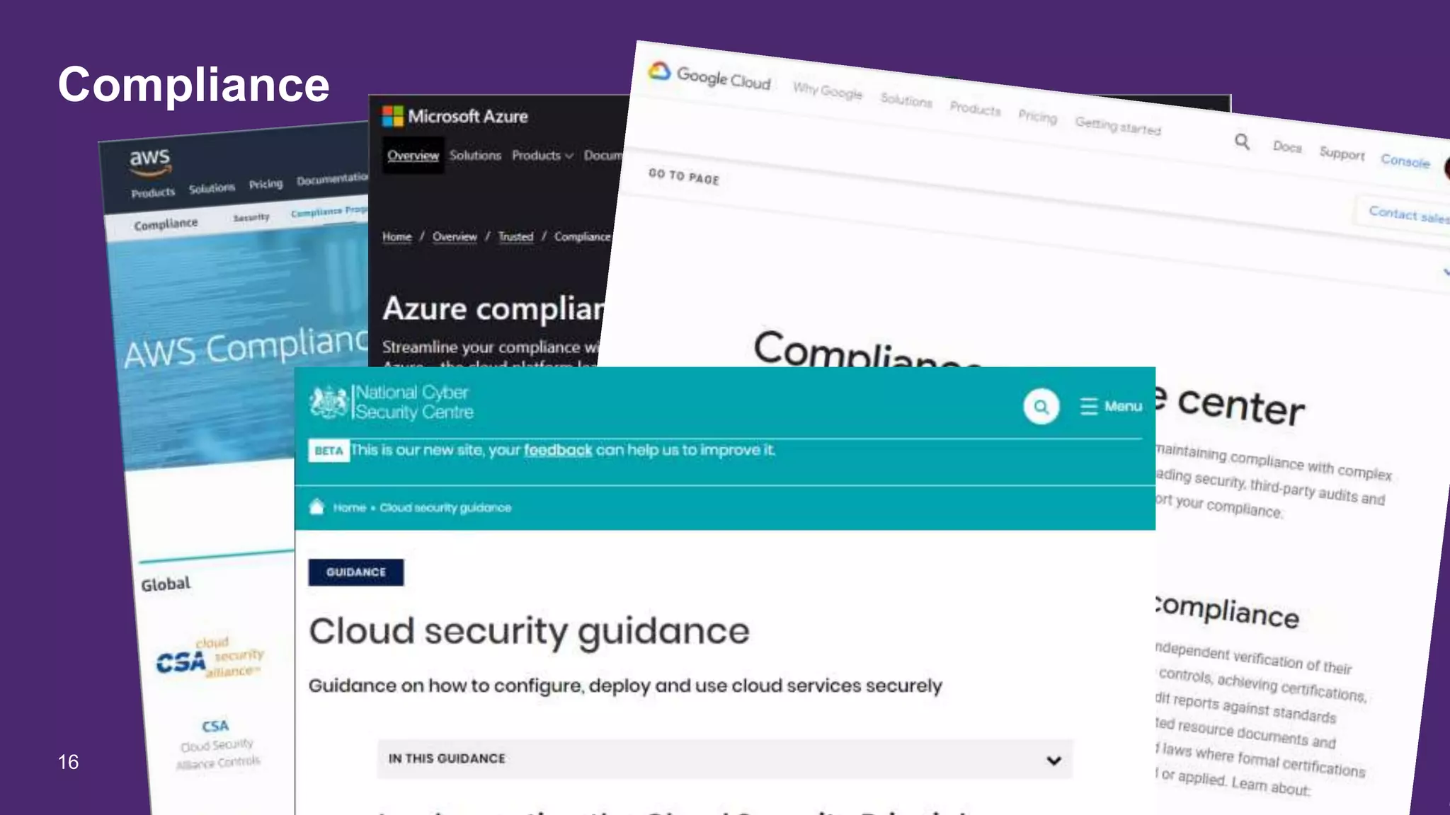 Compliance
16 Shared responsibility - a model for good cloud security
 