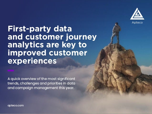 First-party data
and customer journey
analytics are key to
improved customer
experiences
A quick overview of the most significant
trends, challenges and priorities in data
and campaign management this year.
apteco.com
 