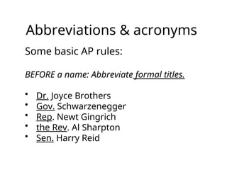 AP Style and Grammar Powerpoint for student journalists | PPT