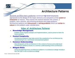 Is there a Role for Patterns in Enterprise Architecture?