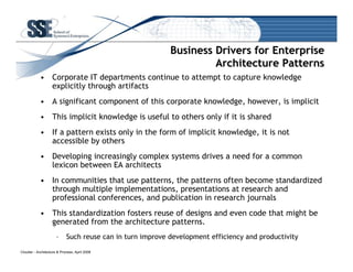 Is there a Role for Patterns in Enterprise Architecture?