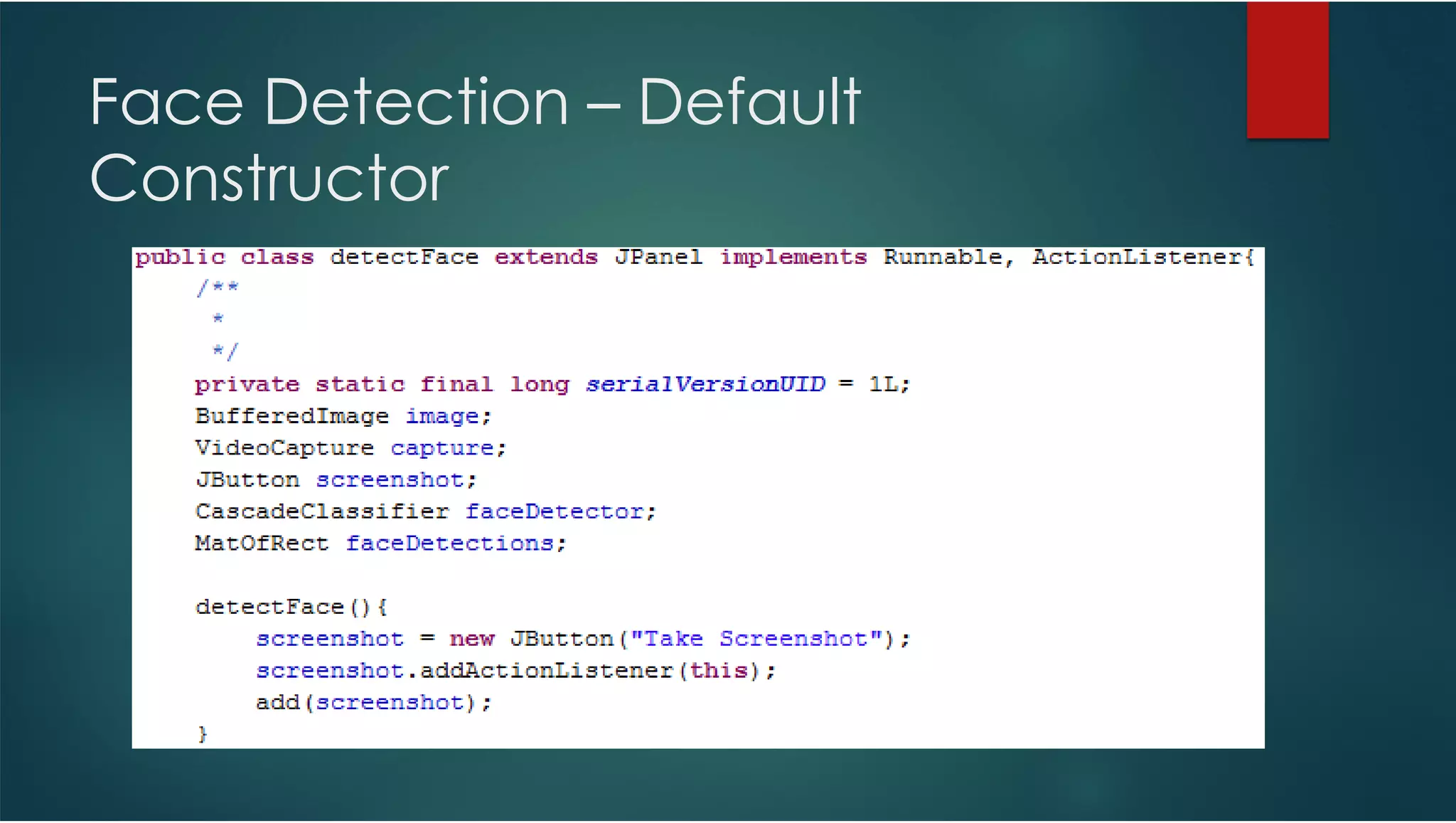 Face Detection – Default Constructor 