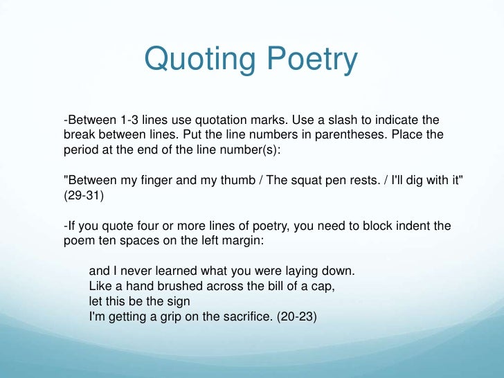 how to quote a poem in an essay apa