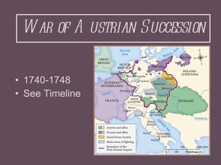War of Austrian Succession <ul><li>1740-1748 </li></ul><ul><li>See Timeline </li></ul>