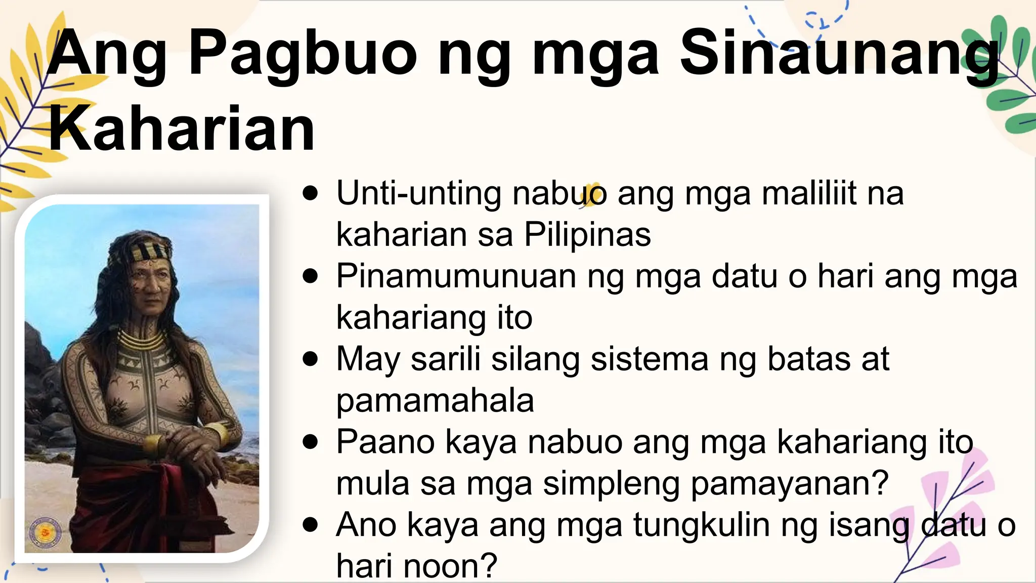 Araling Panlipunan Grade 5 Pinagmulan ng Sinaunang Pilipino | PPTX