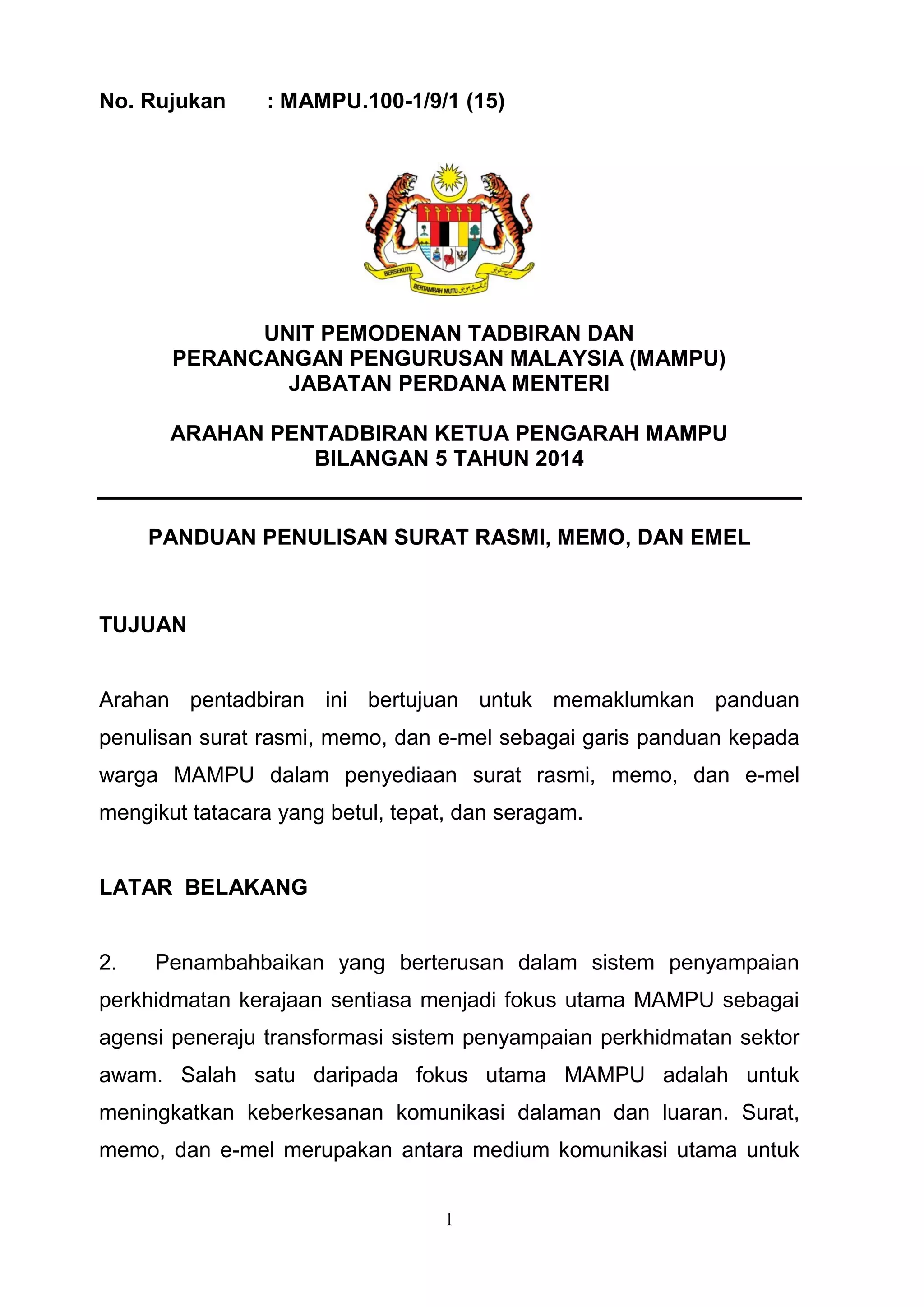 Ap 5 tahun 2014 pdf(penulisan surat rasmi) | PDF