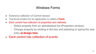 Advanced Programming lecture 6 windows form application | PDF