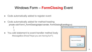 Advanced Programming lecture 6 windows form application | PDF