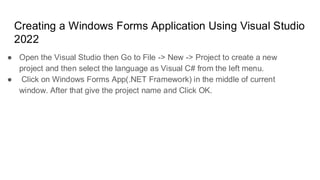 Advanced Programming lecture 6 windows form application | PDF