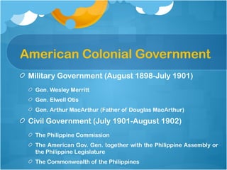 Philippine History: American Colonial Era and Path to Independence | PPTX