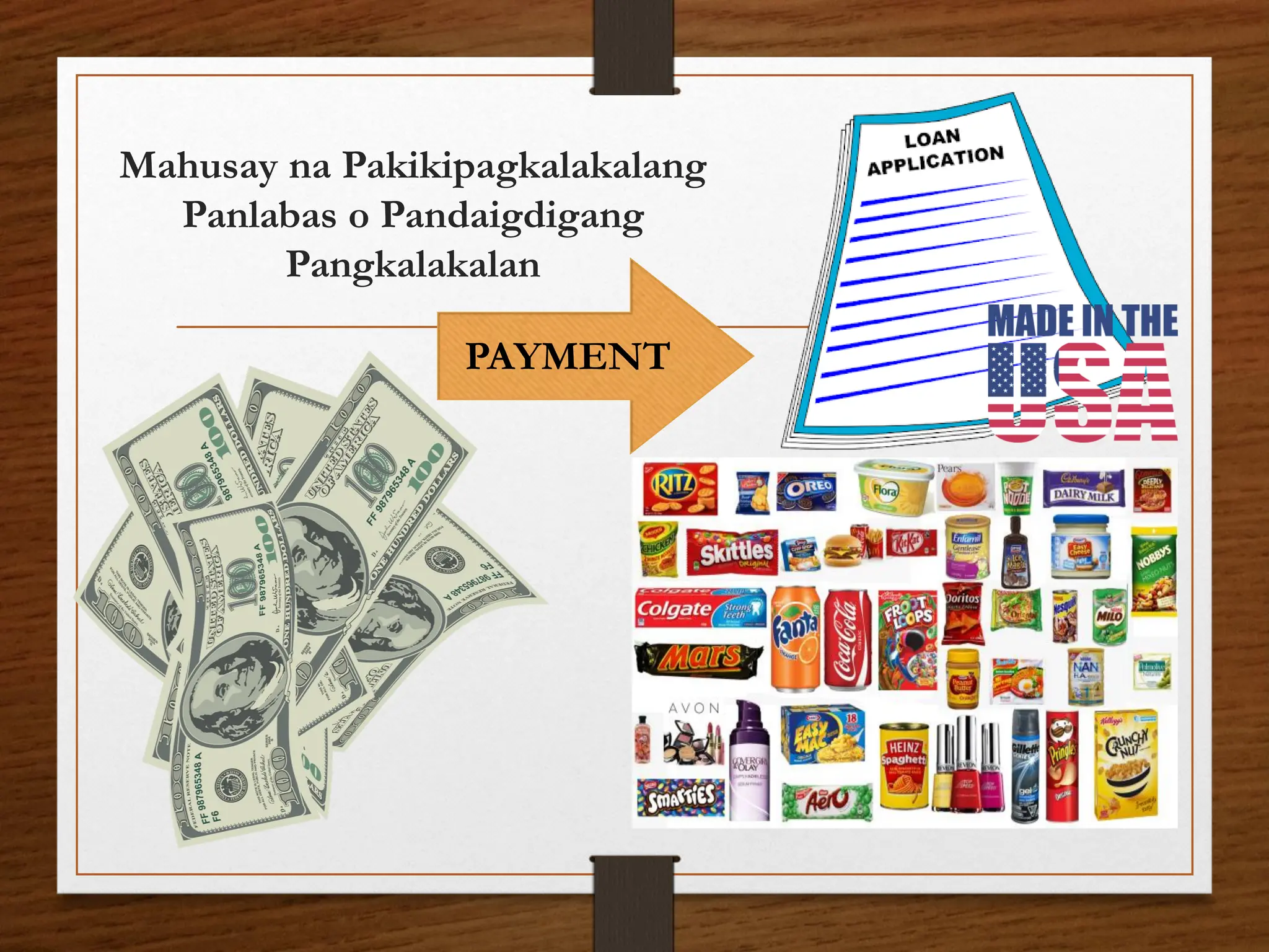 Mahusay na Pakikipagkalakalang
Panlabas o Pandaigdigang
Pangkalakalan
PAYMENT
 